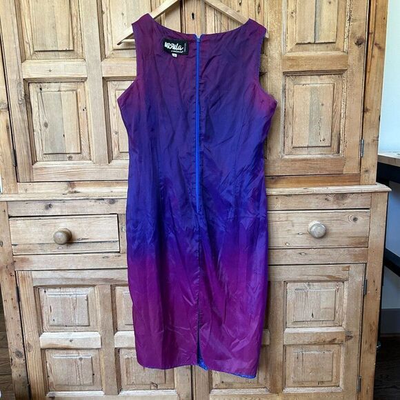 Vintage Ursula of Switzerland 16 Dress USA Metallic Mermaid Shimmer Sleeveless - Picture 10 of 11